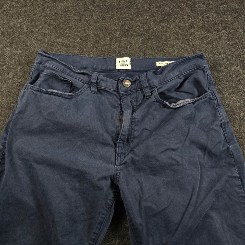 Flint & Tinder Straight Fit 365 Pants Navy Blue Cotton Stretch Chino Men's 34x32 - Picture 2 of 16